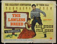 d198 LAWLESS BREED movie title lobby card '53 Rock Hudson, Julie Adams
