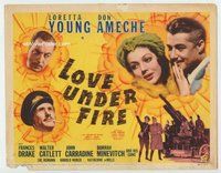 d213 LOVE UNDER FIRE movie title lobby card '37 Loretta Young, Don Ameche
