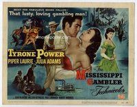 d235 MISSISSIPPI GAMBLER movie title lobby card '53 Tyrone Power, Laurie