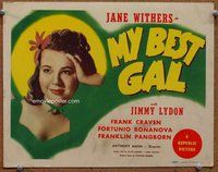 d249 MY BEST GAL movie title lobby card '44 Jane Withers, Jimmy Lydon