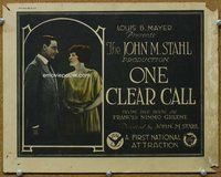 d261 ONE CLEAR CALL movie title lobby card '22 Milton Sills, Claire Windsor