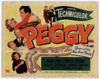 d273 PEGGY movie title lobby card '50 early Rock Hudson, Charles Coburn