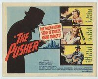 d288 PUSHER movie title lobby card '59 Harold Robbins early drug movie!