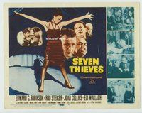 d321 SEVEN THIEVES movie title lobby card '59 Ed G. Robinson, Joan Collins