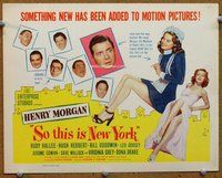 d341 SO THIS IS NEW YORK movie title lobby card '48 Henry Morgan, Vallee