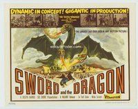 d357 SWORD & THE DRAGON movie title lobby card '60 cool monster image!