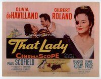d364 THAT LADY movie title lobby card '55 Olivia de Havilland w/eyepatch!