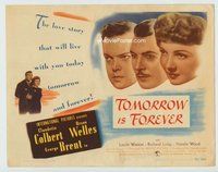 d379 TOMORROW IS FOREVER movie title lobby card '45 Orson Welles, Colbert