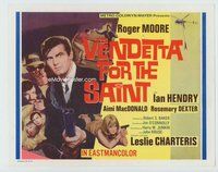 d390 VENDETTA FOR THE SAINT movie title lobby card '69 Roger Moore, English!