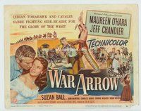 d391 WAR ARROW movie title lobby card '54 Maureen O'Hara, Jeff Chandler