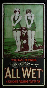 f019 ALL WET three-sheet movie poster '20s sexy swimming girls!