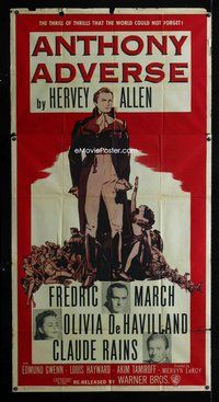 f024 ANTHONY ADVERSE three-sheet movie poster R48 Fredric March, de Havilland