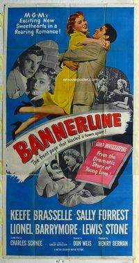 f029 BANNERLINE three-sheet movie poster '51 Keefe Brasselle, Sally Forrest