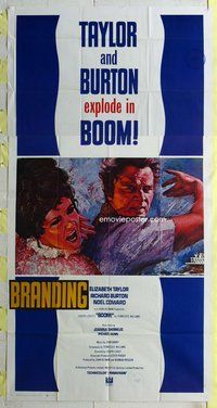 f041 BOOM three-sheet movie poster '68 Elizabeth Taylor, Richard Burton