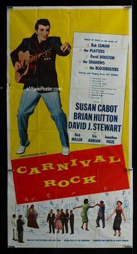 f050 CARNIVAL ROCK three-sheet movie poster '57 Bob Luman and The Shadows!