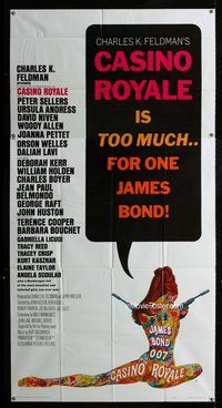 f052 CASINO ROYALE three-sheet movie poster '67 all-star James Bond spy spoof!