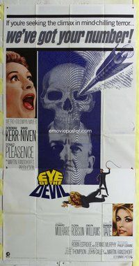 f075 EYE OF THE DEVIL three-sheet movie poster '67 Sharon Tate, horror!