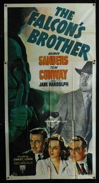 f078 FALCON'S BROTHER three-sheet movie poster '42 Tom Conway & Sanders!