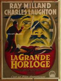 h060 BIG CLOCK French 24x32 movie poster '48 cool Grinsson artwork!