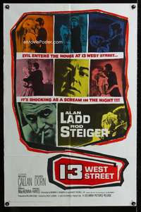 m049 13 WEST STREET one-sheet movie poster '62 Alan Ladd, Rod Steiger