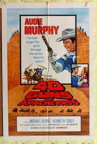 m058 40 GUNS TO APACHE PASS one-sheet movie poster '67 Audie Murphy