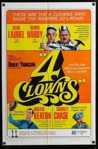 m056 4 CLOWNS one-sheet movie poster '70 Laurel & Hardy, Buster Keaton