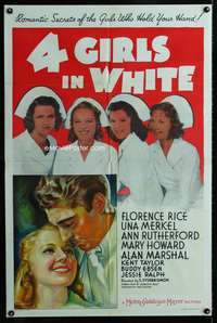 m057 4 GIRLS IN WHITE one-sheet movie poster '39 stone litho art of nurses!