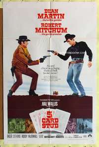 m061 5 CARD STUD one-sheet movie poster '68 Martin & Mitchum play poker!