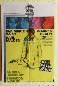 m078 ALL FALL DOWN one-sheet movie poster '62 Warren Beatty, Eva Marie Saint