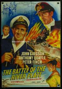 m004 BATTLE OF THE RIVER PLATE English one-sheet movie poster '56 Powell