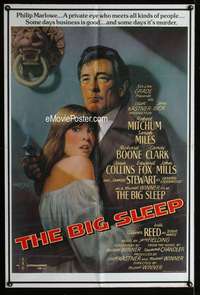 m005 BIG SLEEP English one-sheet movie poster '78 Mitchum, Amsel art!