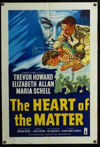 m016 HEART OF THE MATTER English one-sheet movie poster '53 Trevor Howard