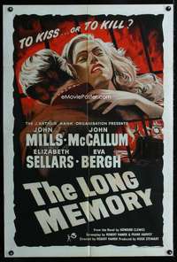 m024 LONG MEMORY English one-sheet movie poster '52 John Mills, Sellars