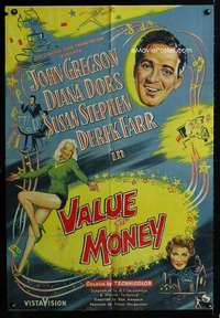 m042 VALUE FOR MONEY English one-sheet movie poster '57 sexy Diana Dors!