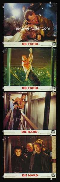 p296 DIE HARD 4 color vintage movie English Front of House lobby cards '88 Bruce Willis