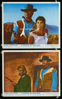 p463 FISTFUL OF DOLLARS 2 color vintage movie English Front of House lobby cards R71