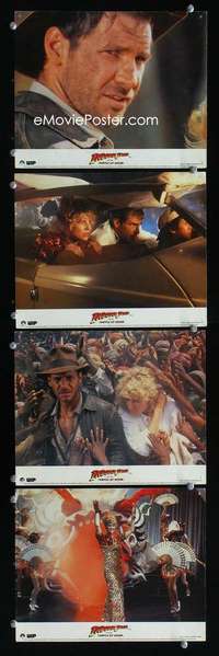p314 INDIANA JONES & THE TEMPLE OF DOOM 4 color vintage movie English Front of House lobby cards '84