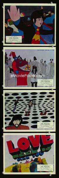 p355 YELLOW SUBMARINE 4 color vintage movie English Front of House lobby cards '68 Beatles