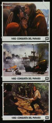 p356 1492 CONQUEST OF PARADISE 3 Spanish/U.S. vintage movie color 8x10 mini lobby cards '92