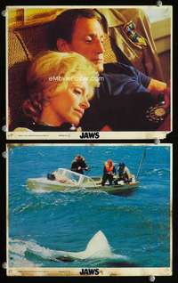 p485 JAWS 2 vintage movie color 8x10 mini lobby cards '75 Roy Scheider, shark!