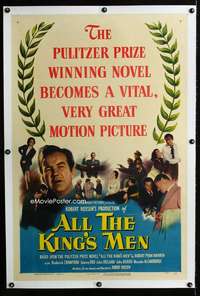 s025 ALL THE KING'S MEN linen one-sheet movie poster '50 Broderick Crawford