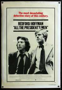 s026 ALL THE PRESIDENT'S MEN linen one-sheet movie poster '76Hoffman,Redford