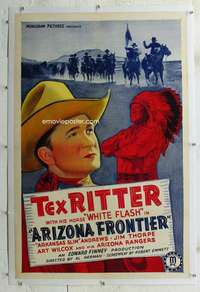 s036 ARIZONA FRONTIER linen one-sheet movie poster '40 Jim Thorpe,Tex Ritter