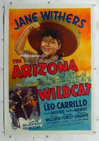 s037 ARIZONA WILDCAT linen one-sheet movie poster '39 Jane Withers