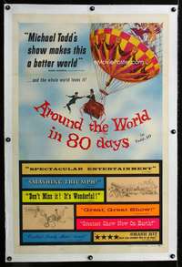 s038 AROUND THE WORLD IN 80 DAYS linen one-sheet movie poster '56
