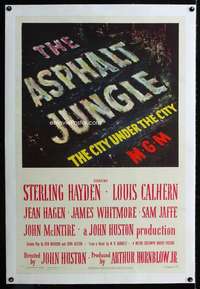 s039 ASPHALT JUNGLE linen one-sheet movie poster '50 John Huston, Hayden