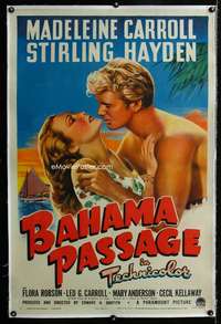 s042 BAHAMA PASSAGE linen one-sheet movie poster '41 Madeleine Carroll