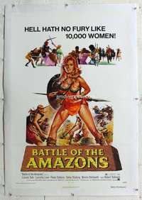 s047 BATTLE OF THE AMAZONS linen one-sheet movie poster '73 sexy warrior!