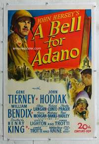 s048 BELL FOR ADANO linen one-sheet movie poster '45 Gene Tierney, Hodiak