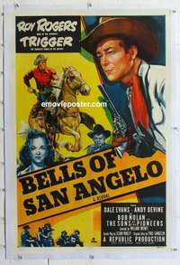 s051 BELLS OF SAN ANGELO linen one-sheet movie poster R52 Roy Rogers
